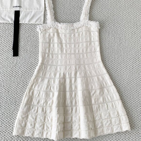 Chanel Classic Check Knit Strapless Dress - Picture 2 of 11
